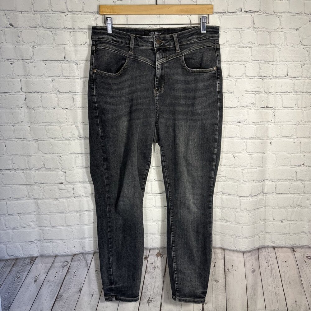 Judy‎ Blue Jeans Skinny Fit Black 14 High Waist Front Yoke JB88287 Stretch